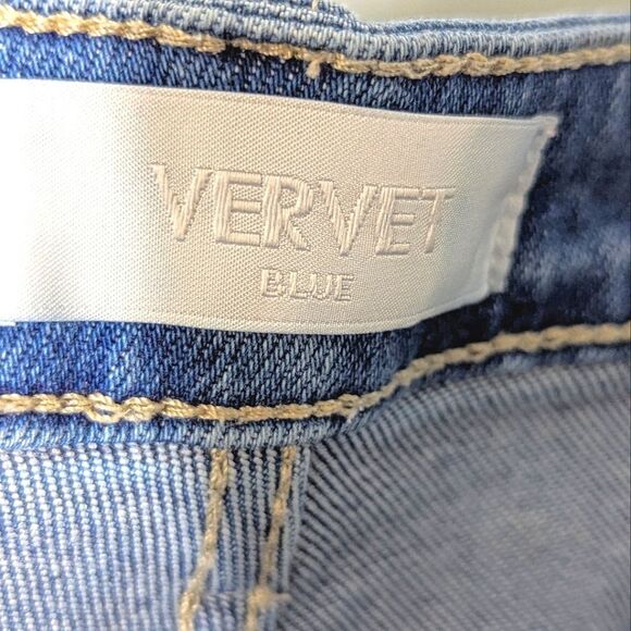 VERVET Blue Medium Wash Stretch Button Fly Ankle Crop Jeans Size 31 32 12 14 - Picture 9 of 9